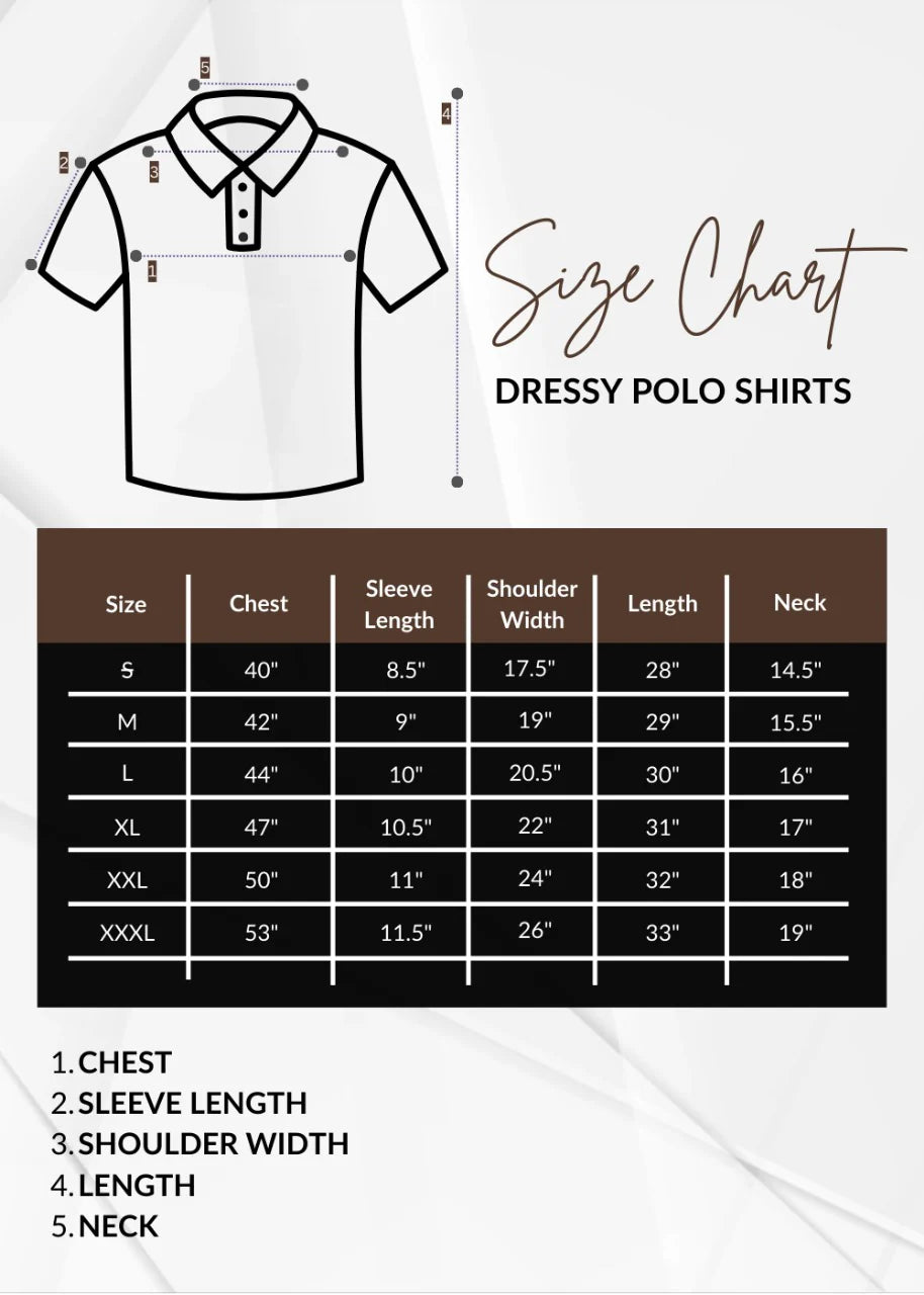 dressy polo shirts size chart