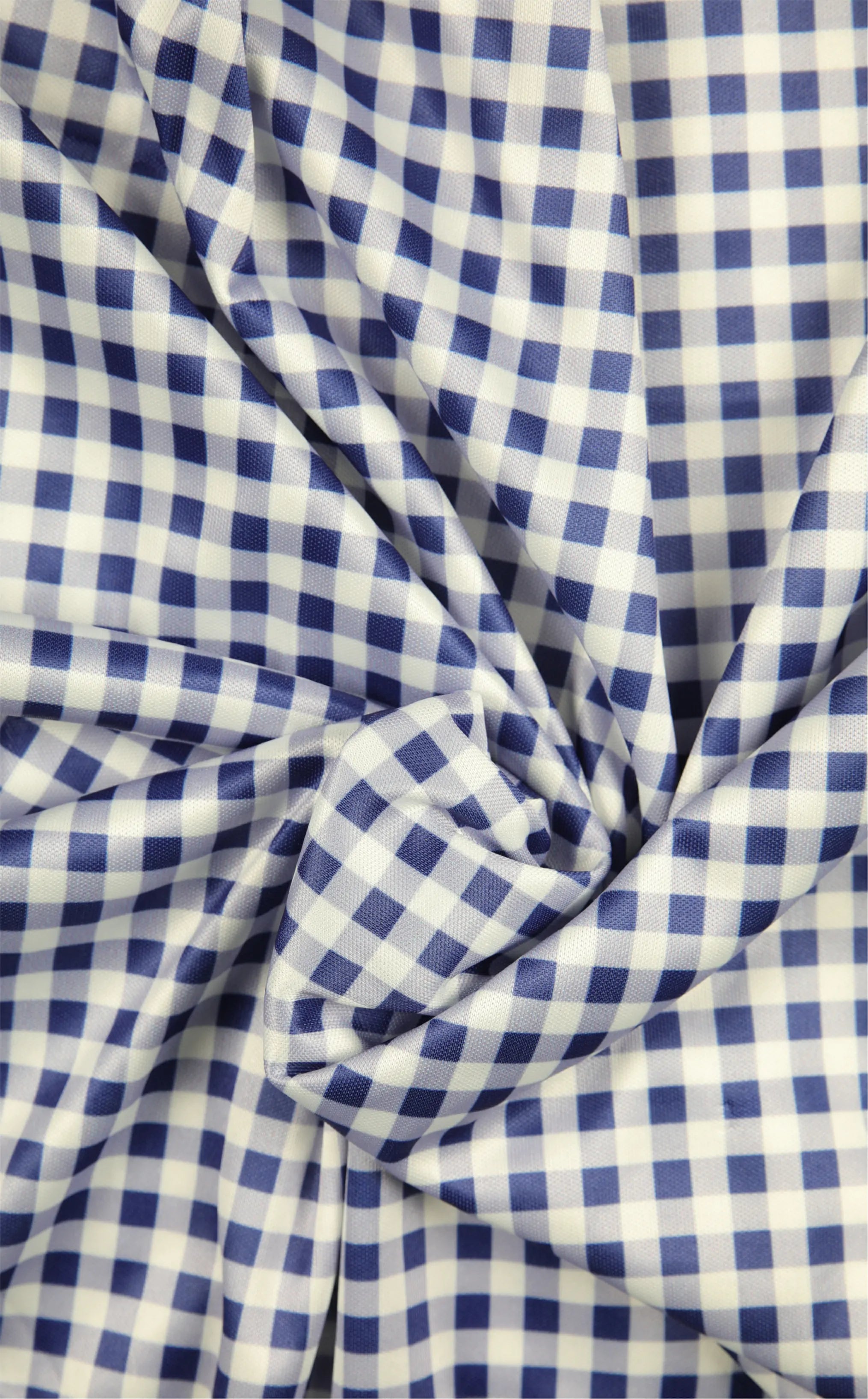 Dressy Shirt Semi-Spread Collar Collar Navy and White Gingham