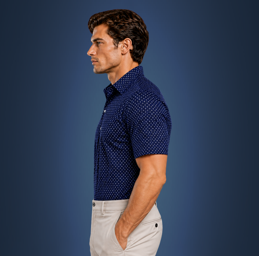 Semi-Spread Collar Navy Diamond