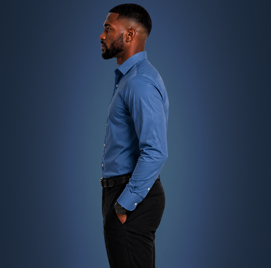 Semi-Spread Collar French Blue