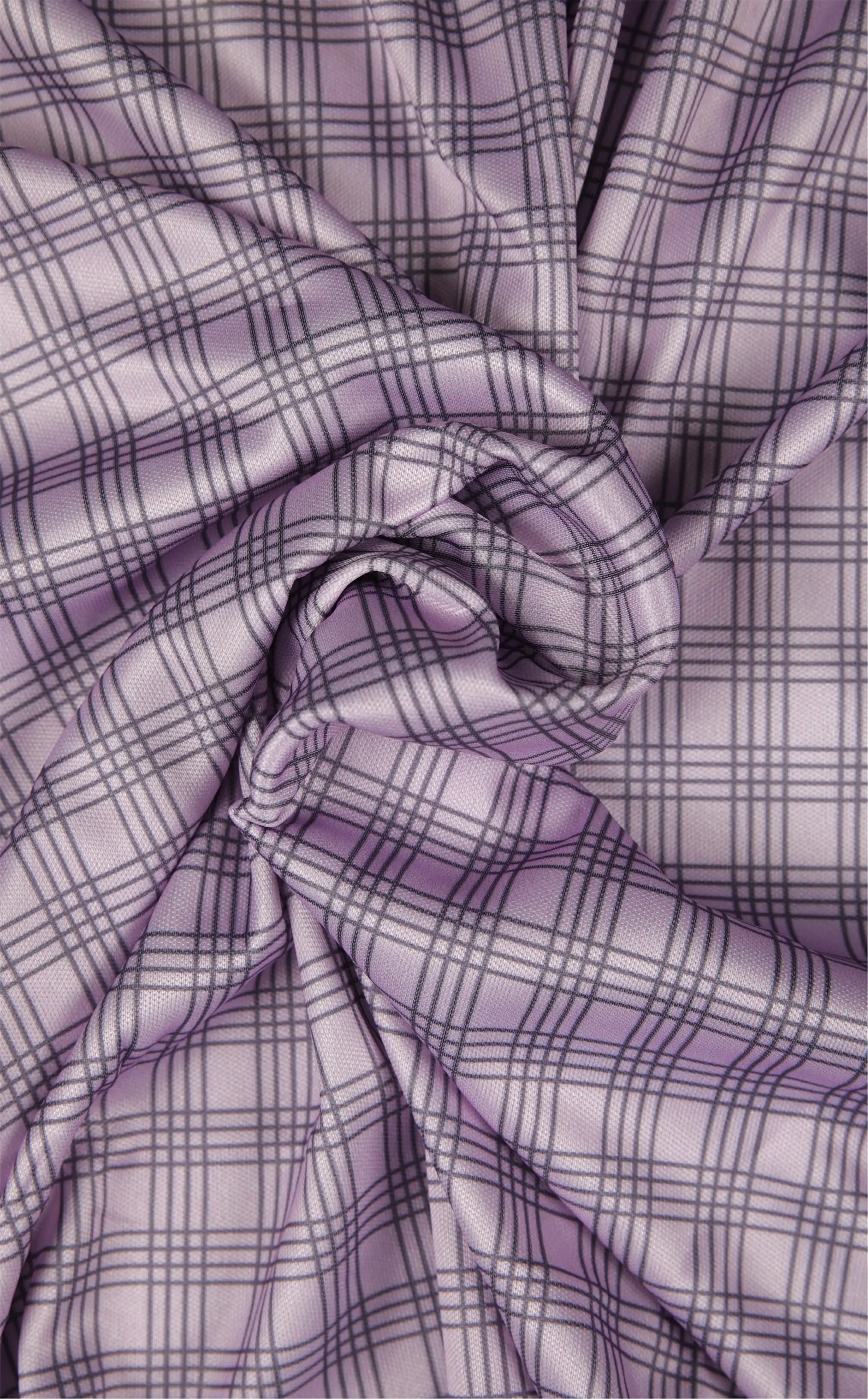 Semi-Spread Collar Lavender and Blue Three Stripe Grid