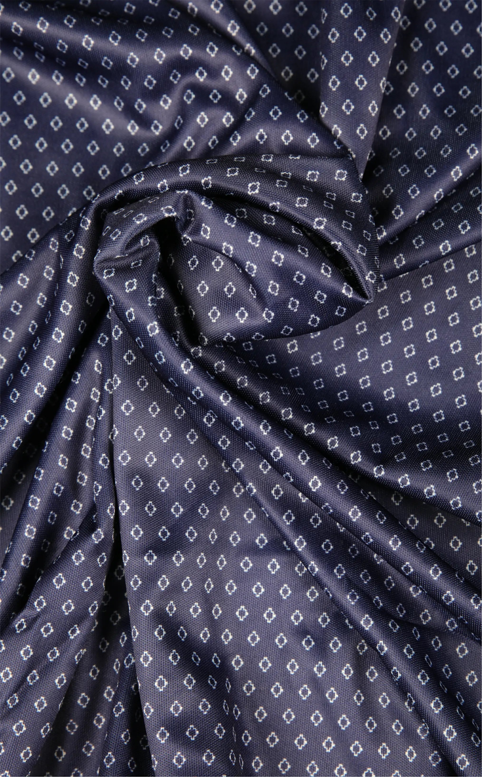 Dressy Polo Semi-Spread Collar Navy Diamond