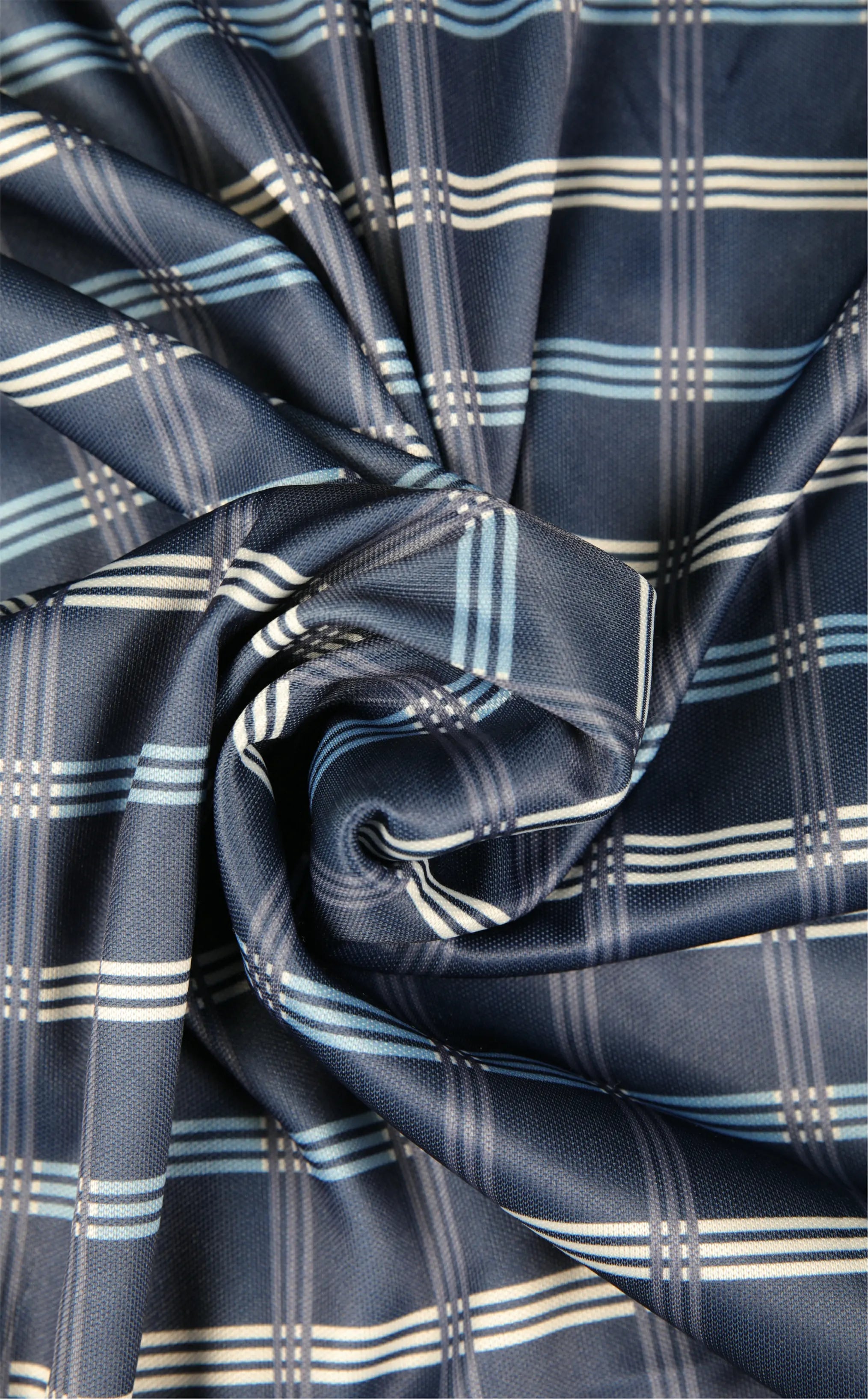 Semi-Spread Collar Skyline Navy Three Stripe Grid