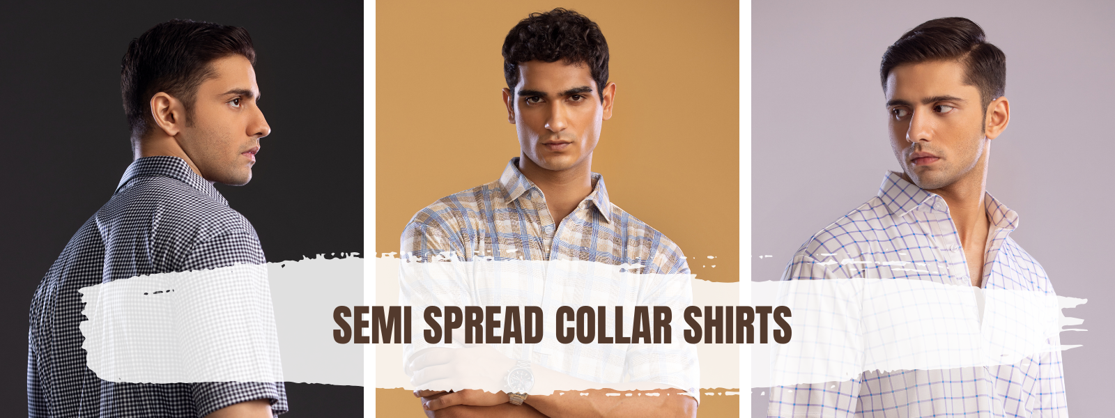 Semi spread collar shirts