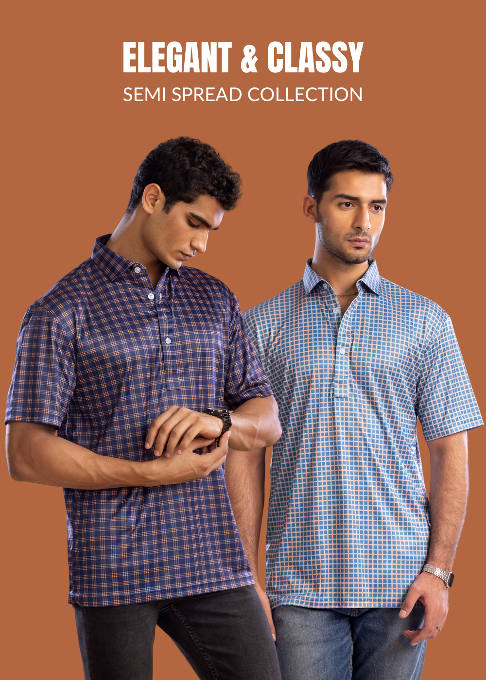 elegant & classy semi spread collar shirts