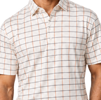 Semi-Spread Collar White with Blue and Orange Grid