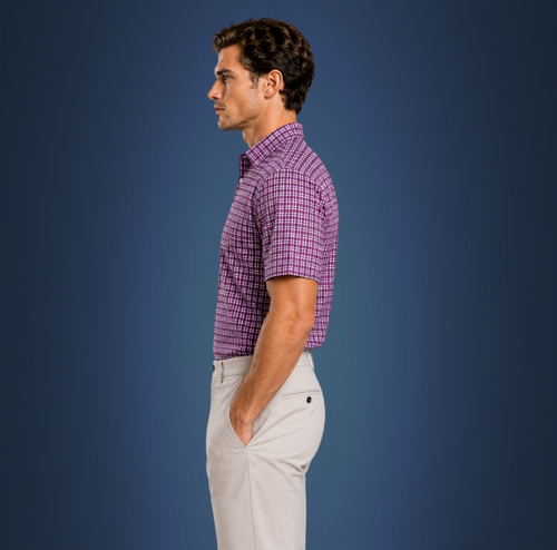 Semi-Spread Collar Shaded Purple Tattersall