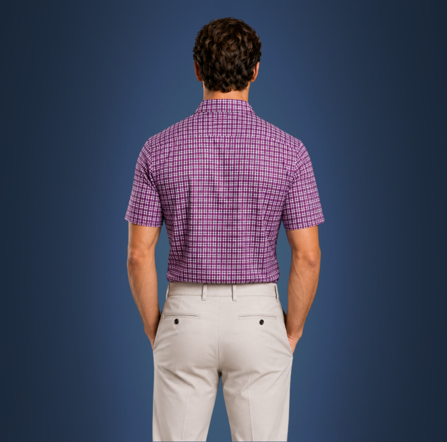 Semi-Spread Collar Shaded Purple Tattersall