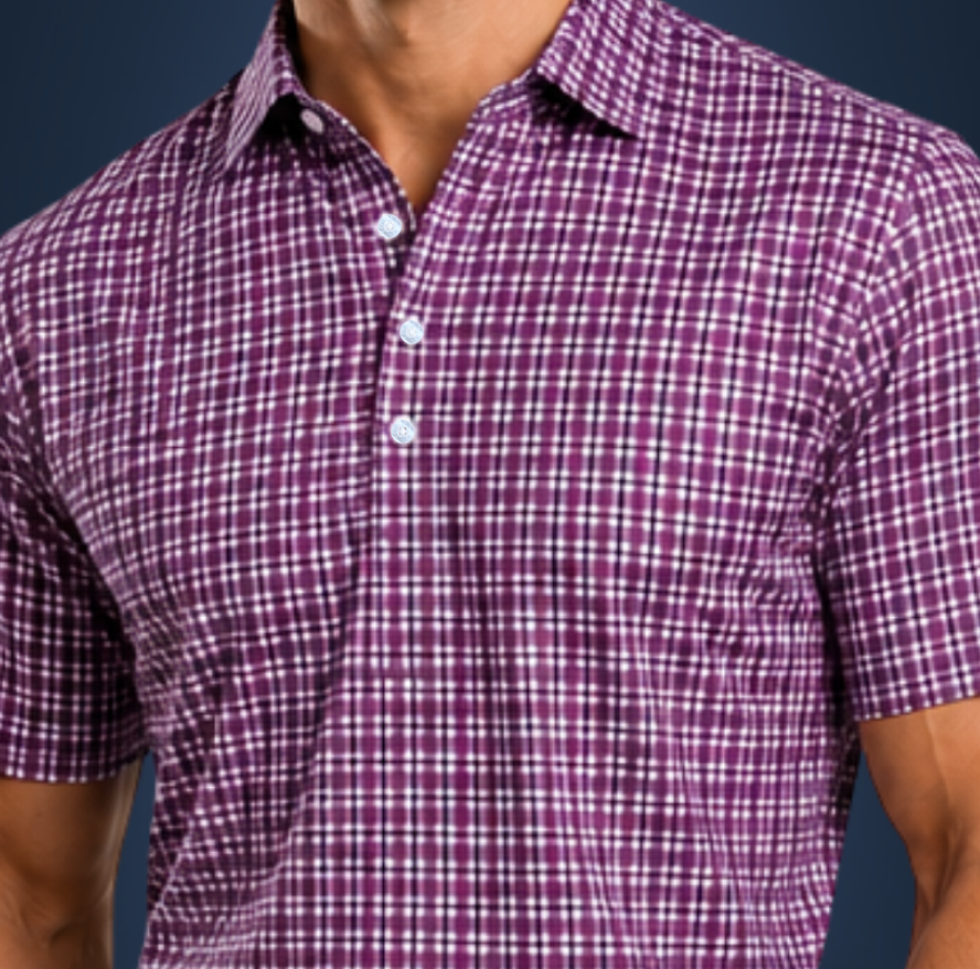 Semi-Spread Collar Shaded Purple Tattersall