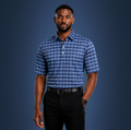 Semi-Spread Collar Skyline Navy Three Stripe Grid
