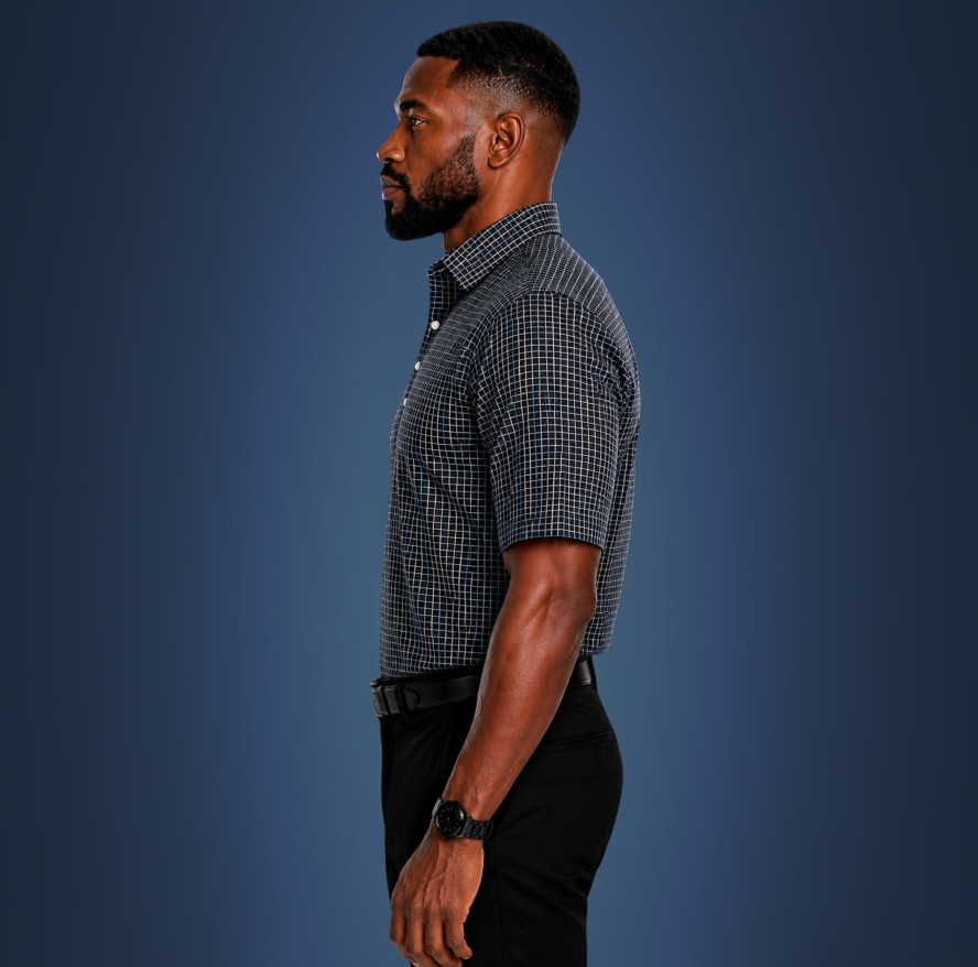 Semi-Spread Collar Black Tinted Grid