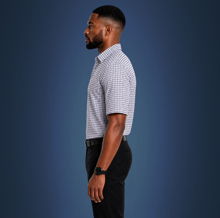 Semi-Spread Collar Blue Tattersall