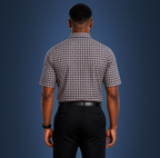 Semi-Spread Collar Black and Brown Gingham
