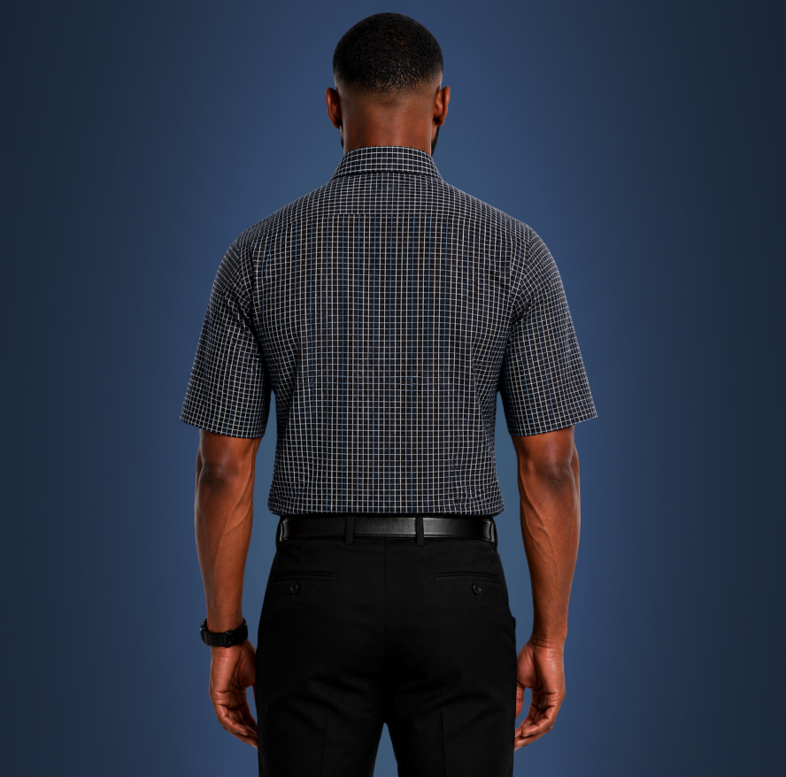 Semi-Spread Collar Black Tinted Grid