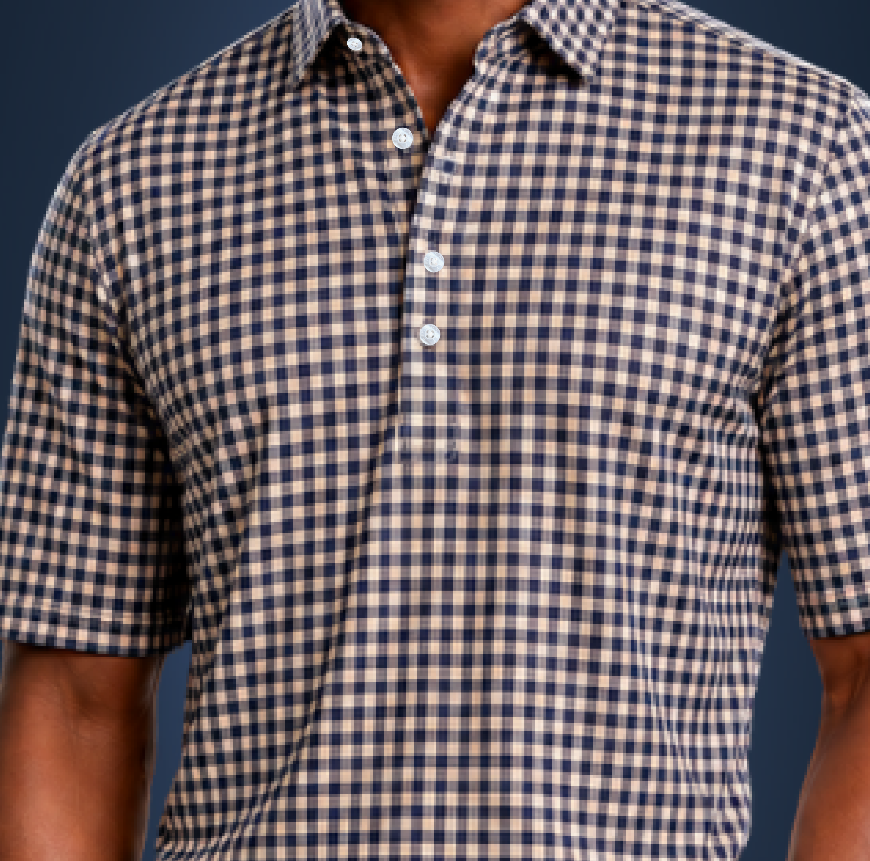 Semi-Spread Collar Black and Brown Gingham