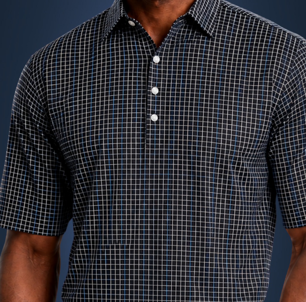 Semi-Spread Collar Black Tinted Grid