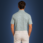 Semi-Spread Collar Green and Brown Gingham