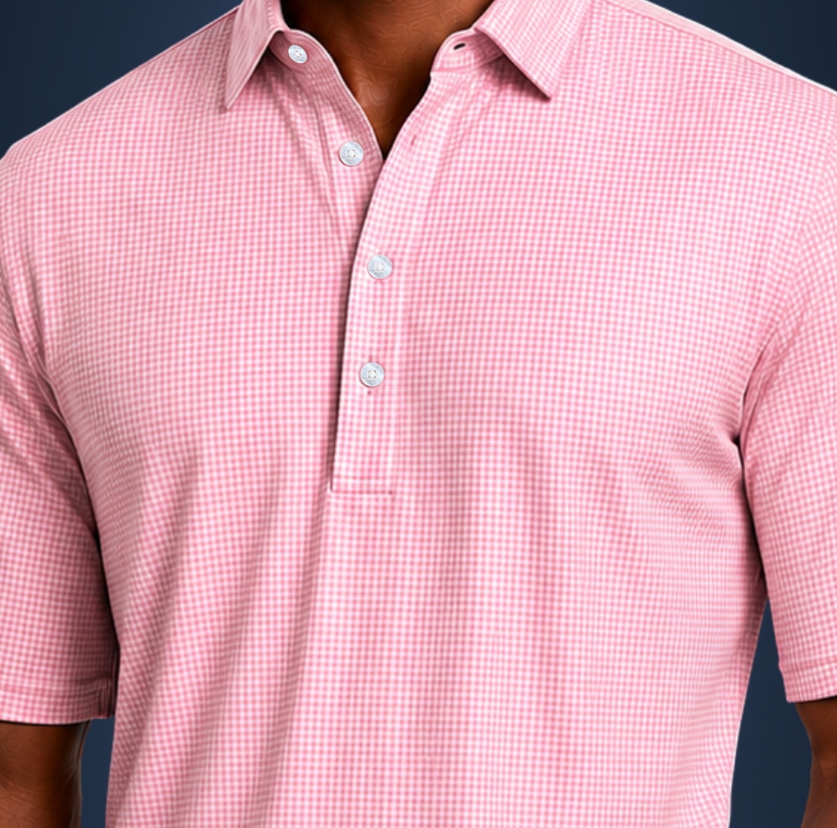 Semi-Spread Collar Pink Gingham