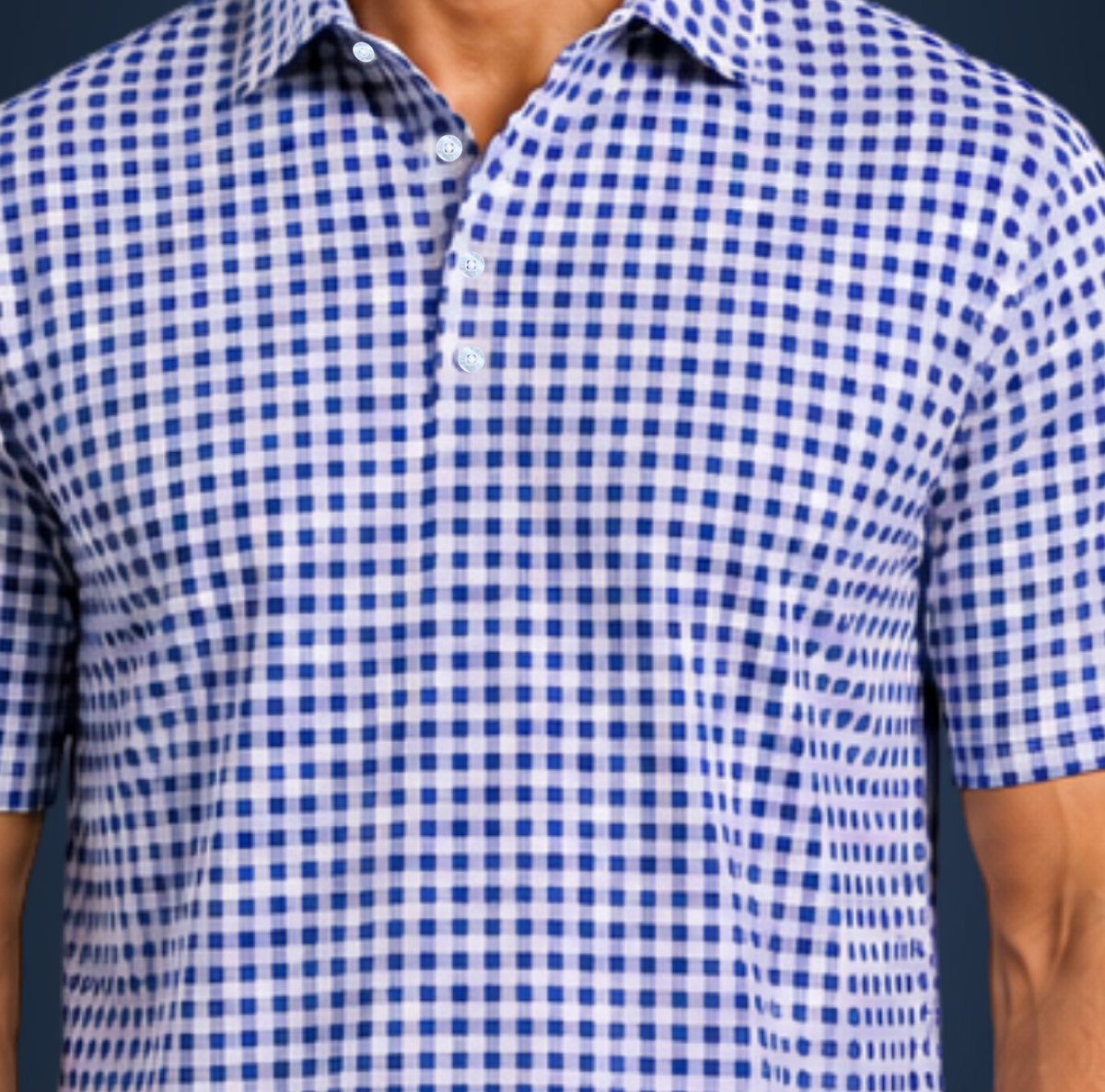 Semi-Spread Collar Navy and White Gingham