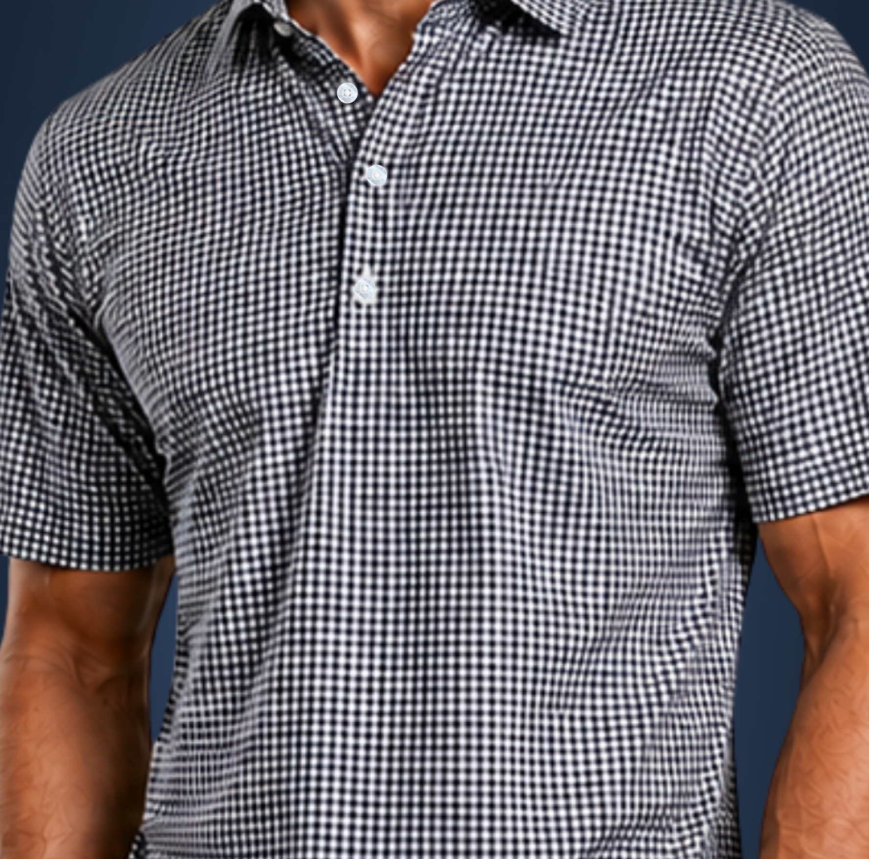 Semi-Spread Collar Black Gingham