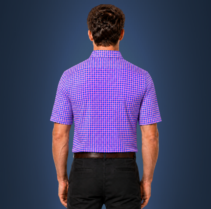 Semi-Spread Collar Country Red and Blue Gingham