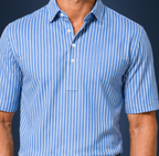 Semi-Spread Collar Ocean Blue with White Stripe