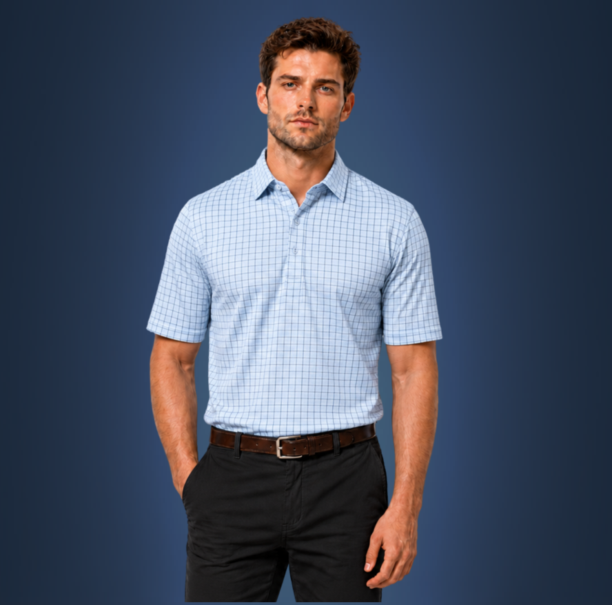 Semi-Spread Collar Village Blue Check