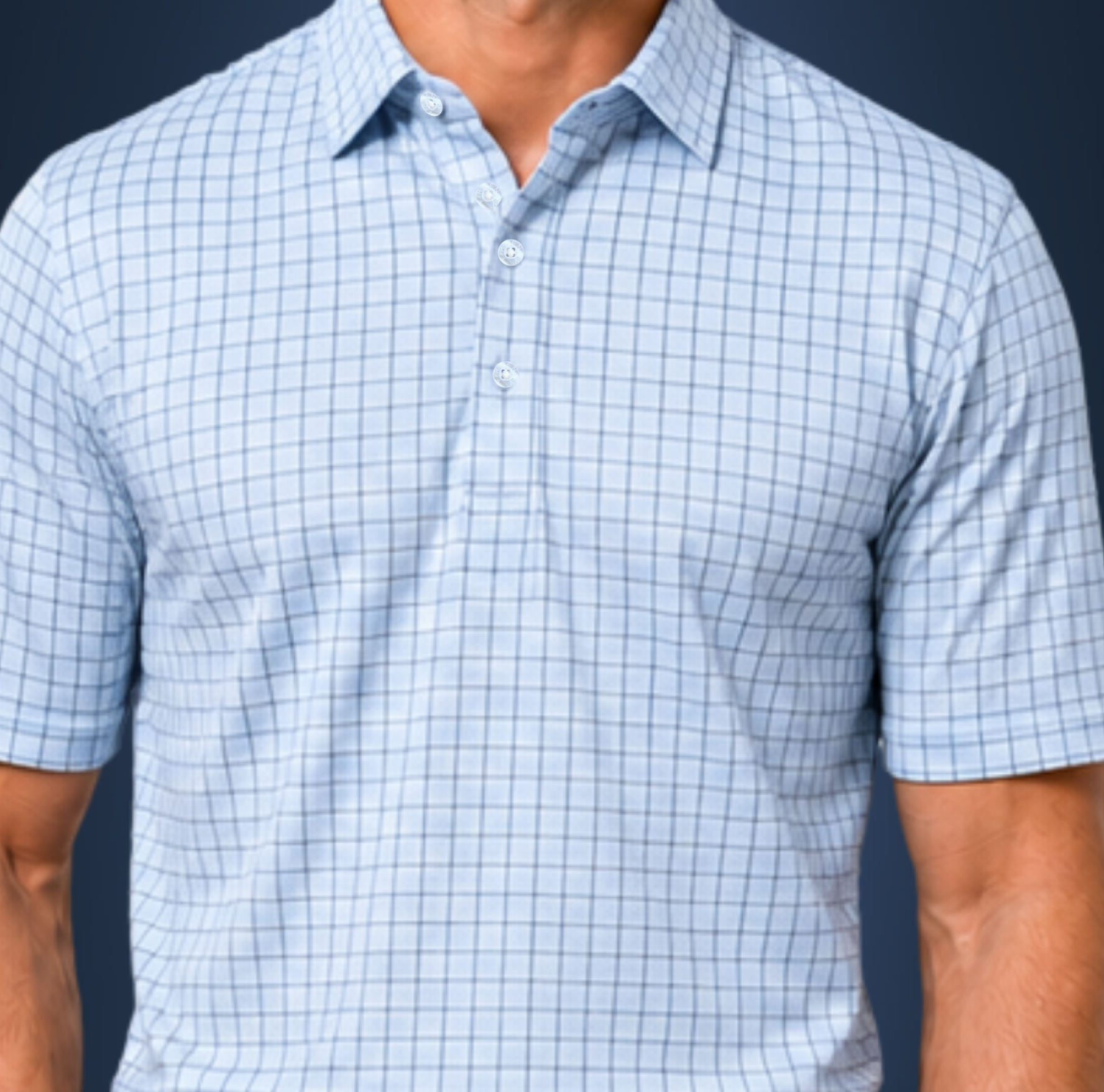 Semi-Spread Collar Village Blue Check