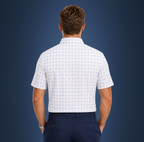 Semi-Spread Collar Bold Blue Grid Check