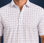 Semi-Spread Collar Bold Blue Grid Check