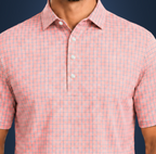 Semi-Spread Collar Orange with Blue and White Two Stripe Grid