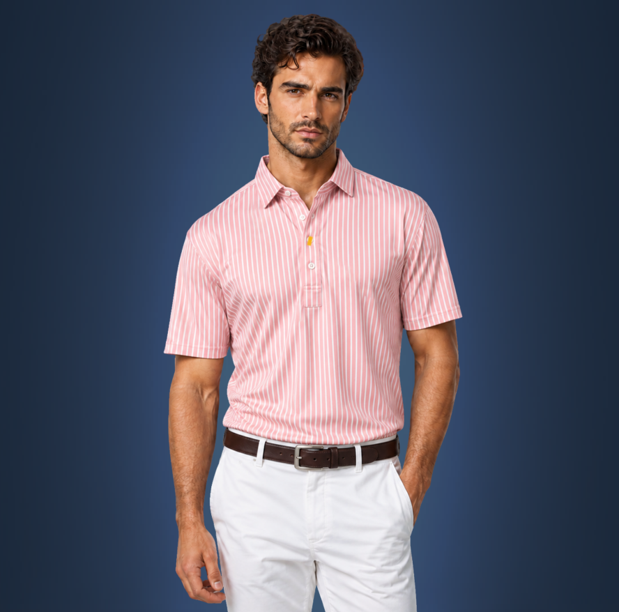 Semi-Spread Collar Rising Pink with White Stripe