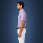 Semi-Spread Collar Lavender and Blue Three Stripe Grid