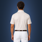 Semi-Spread Collar White with Blue and Orange Grid