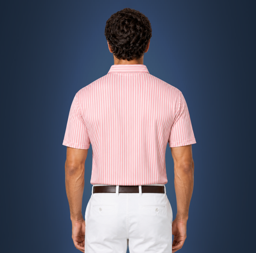 Semi-Spread Collar Rising Pink with White Stripe