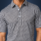 Semi-Spread Collar Black and White Gingham