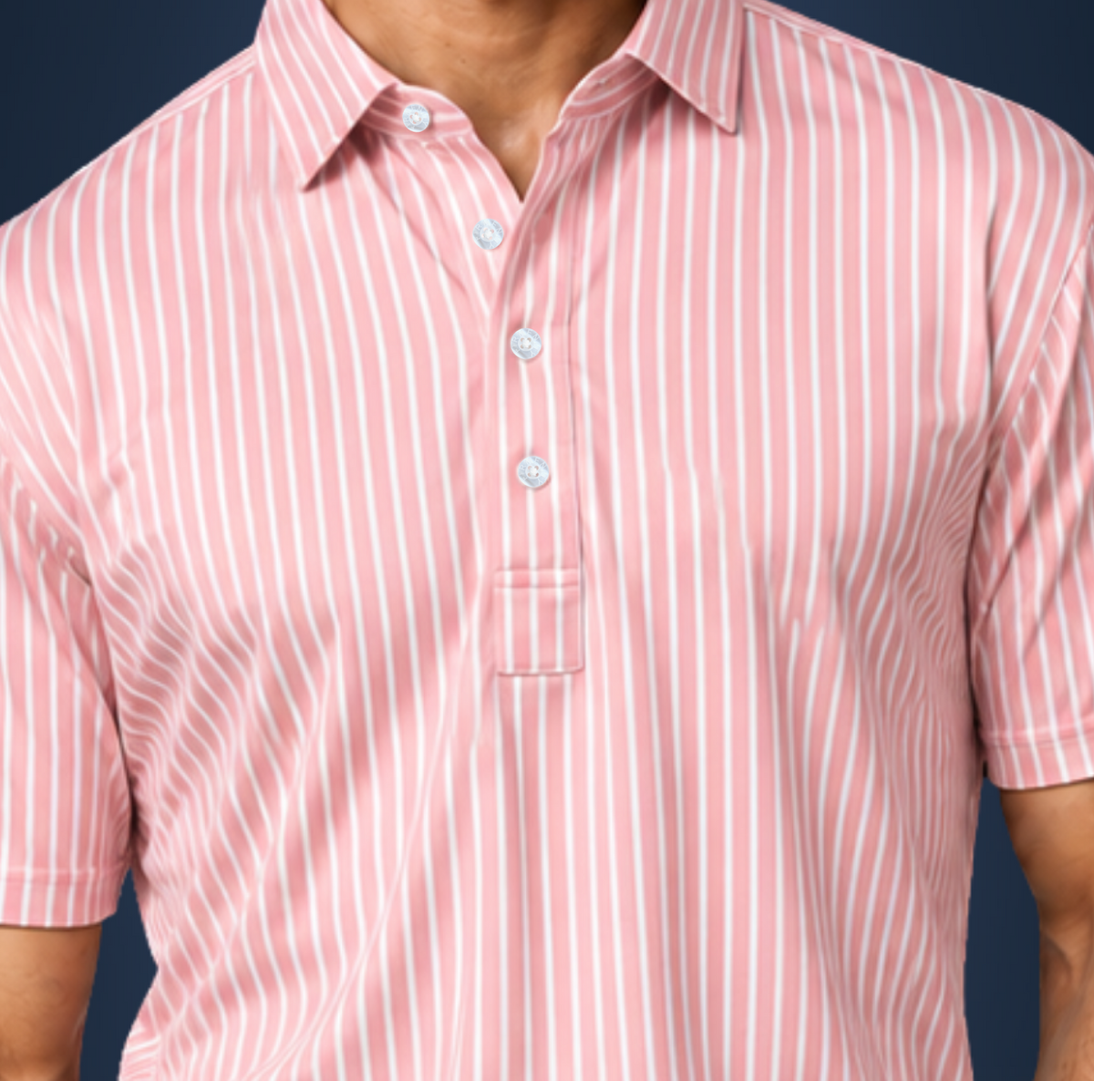 Semi-Spread Collar Rising Pink with White Stripe