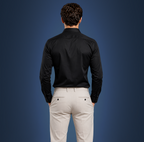 Semi-Spread Collar Black Dress Shirt
