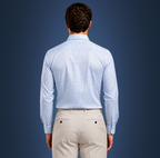 Semi-Spread Collar Village Blue Check Dress Shirt