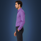 Semi-Spread Collar Country Red and Blue Gingham Dress Shirt
