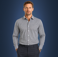 Semi-Spread Collar Black Gingham Dress Shirt