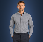 Semi-Spread Collar Black Gingham Dress Shirt