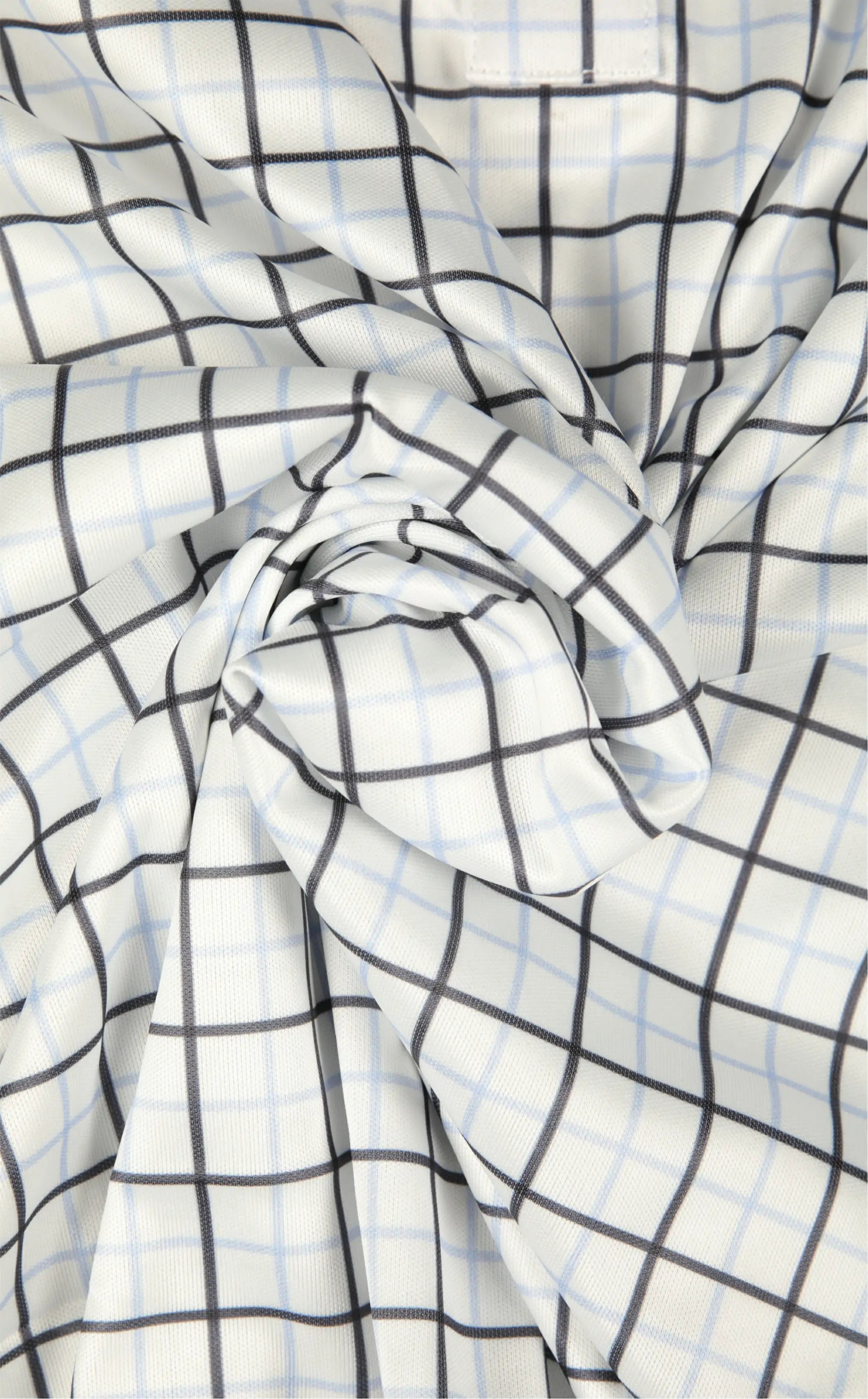 Semi-Spread Collar White with Black and Blue Grid