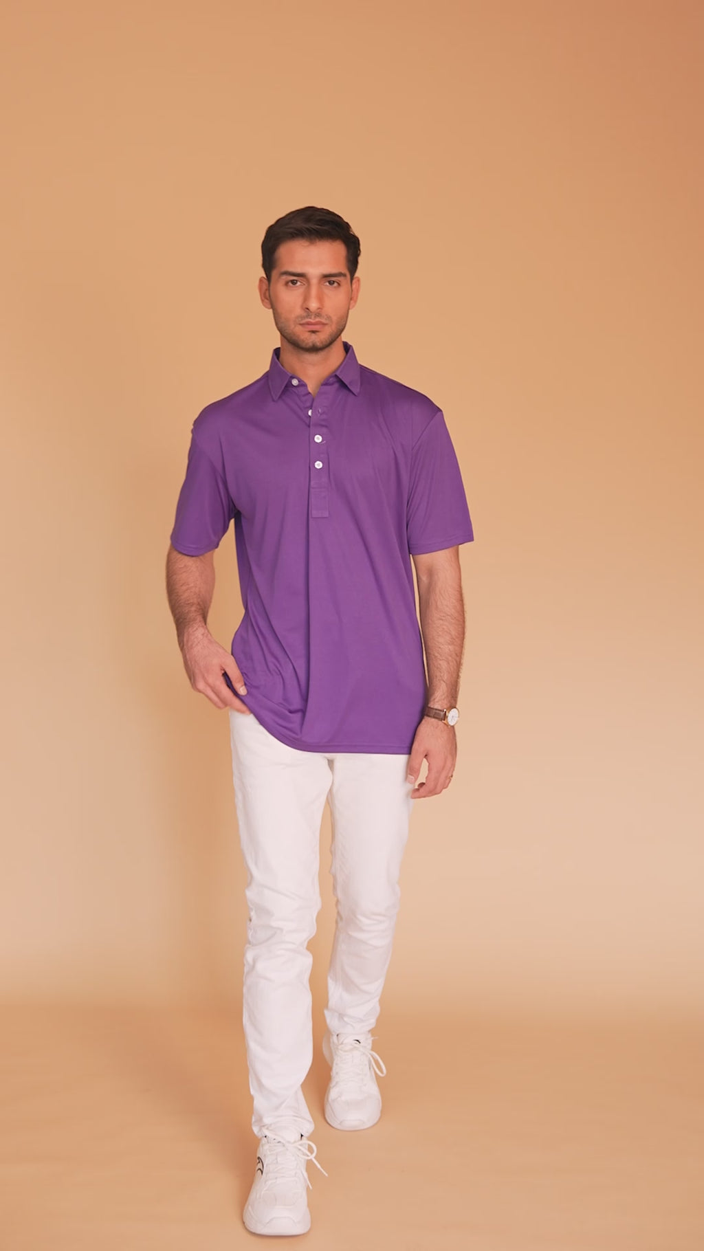 Dressy Polo Oxford Spread Collar Indigo Purple shirt