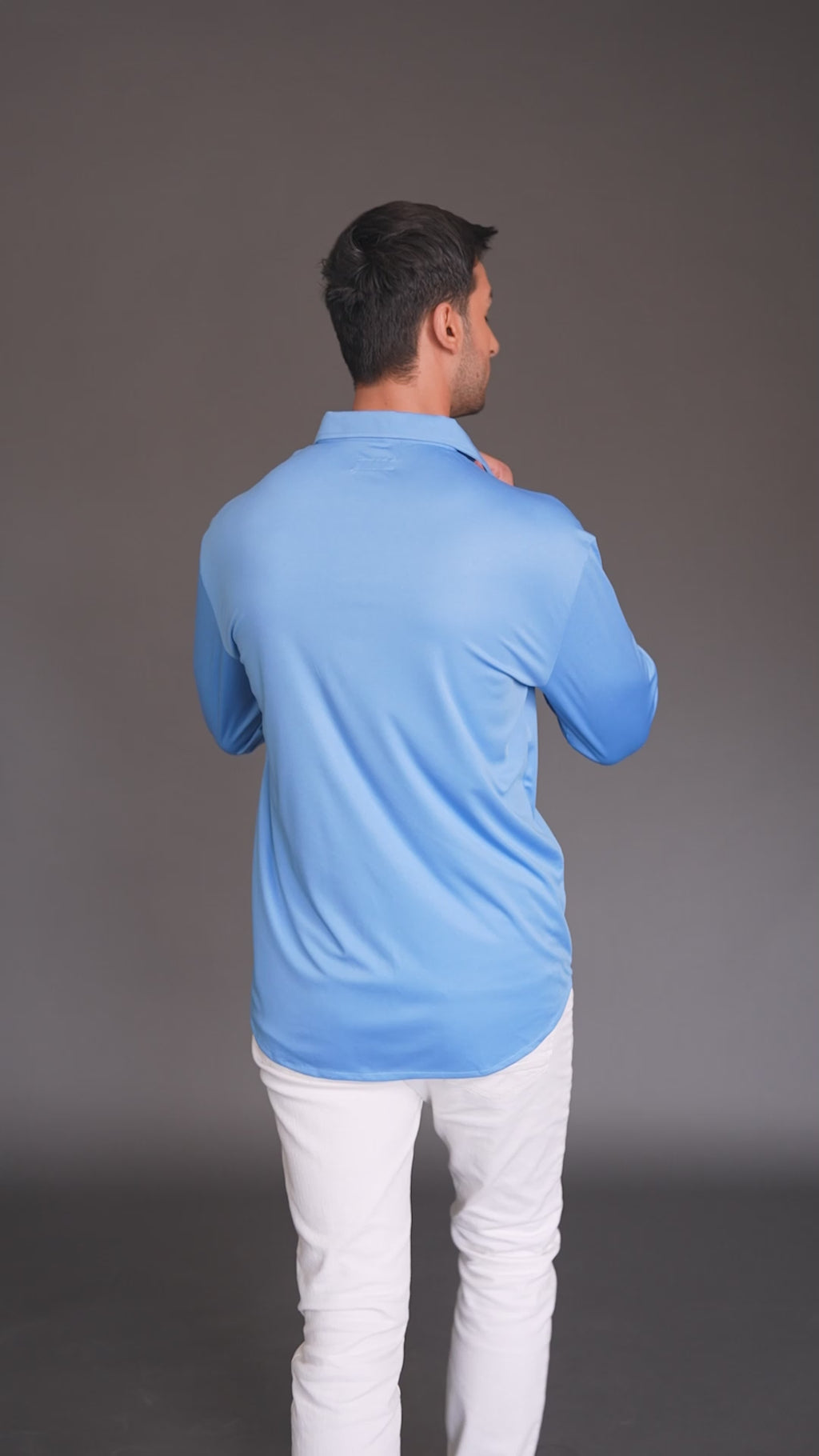 Dressy Shirt Semi-Spread Collar French Blue